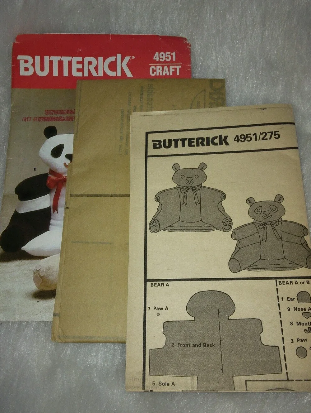 BUTTERICK 4951 Child's Animal Armchair, Polar Bear, Panda Bear